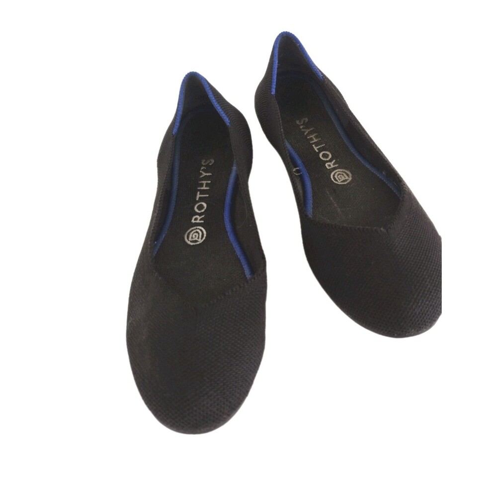 Rothy's The Point Size 8 Iridescent flats Black /Blue Shoes